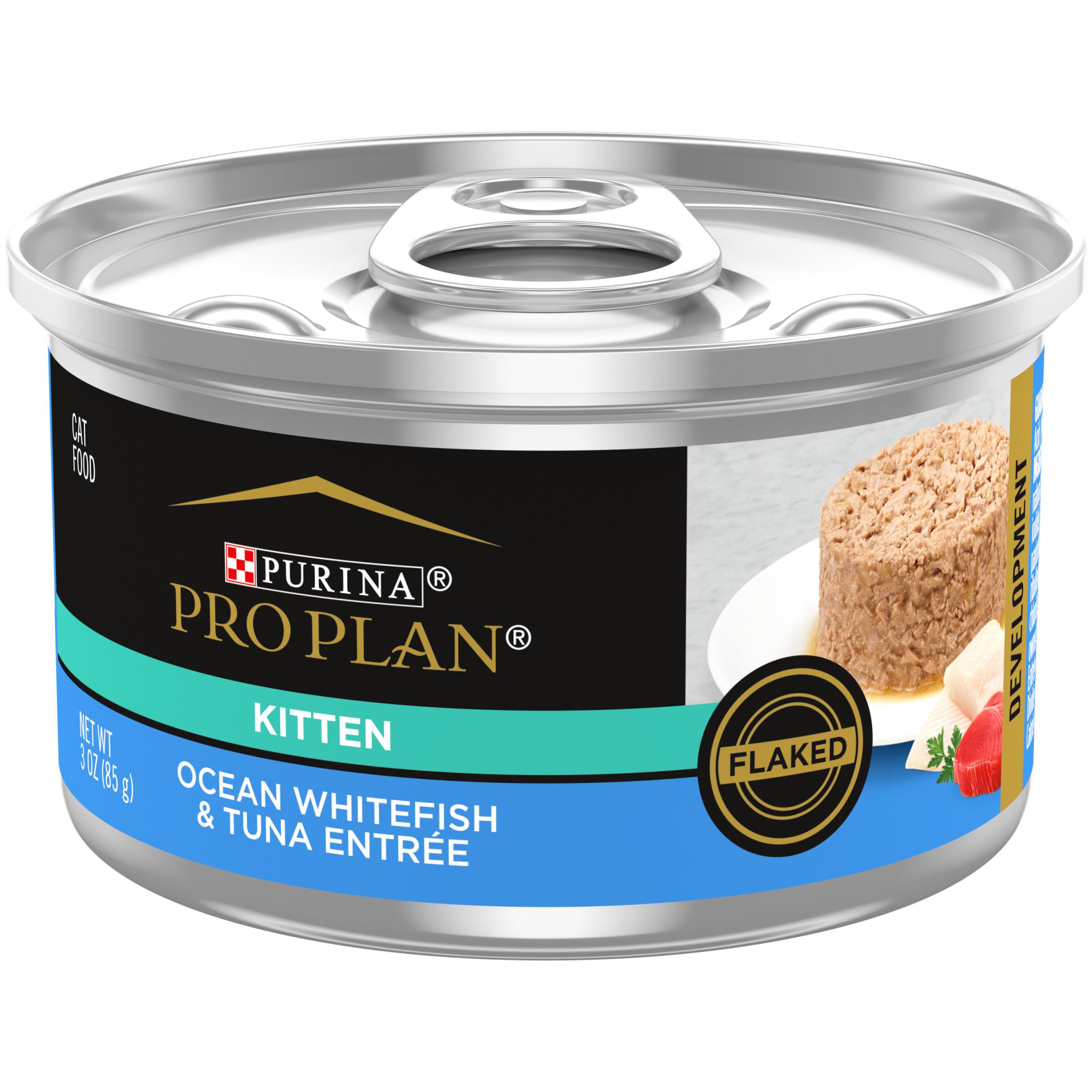 Purina Pro Plan Ocean Whitefish & Tuna Entree Flaked Kitten Wet Cat Food Can, 3-oz