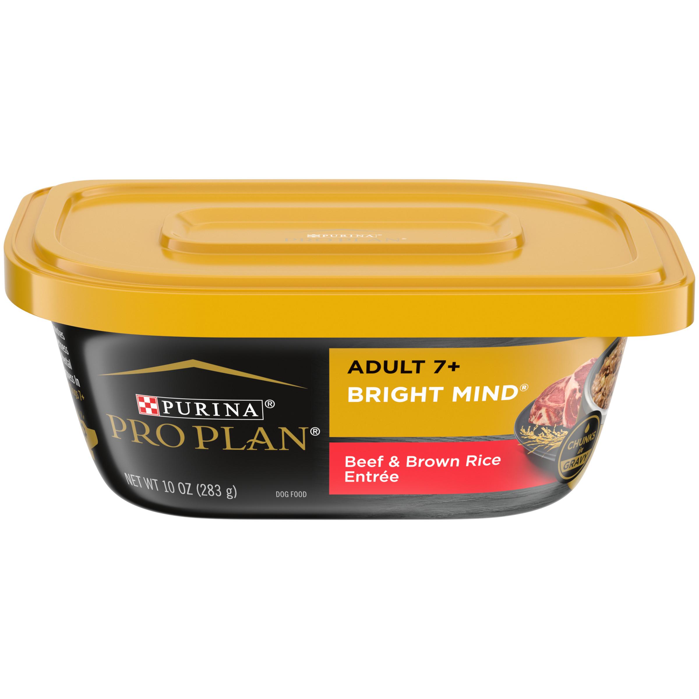 Purina Pro Plan Bright Mind Beef & Brown Rice Entree Adult 7+ Wet Dog Food Tub, 10-oz