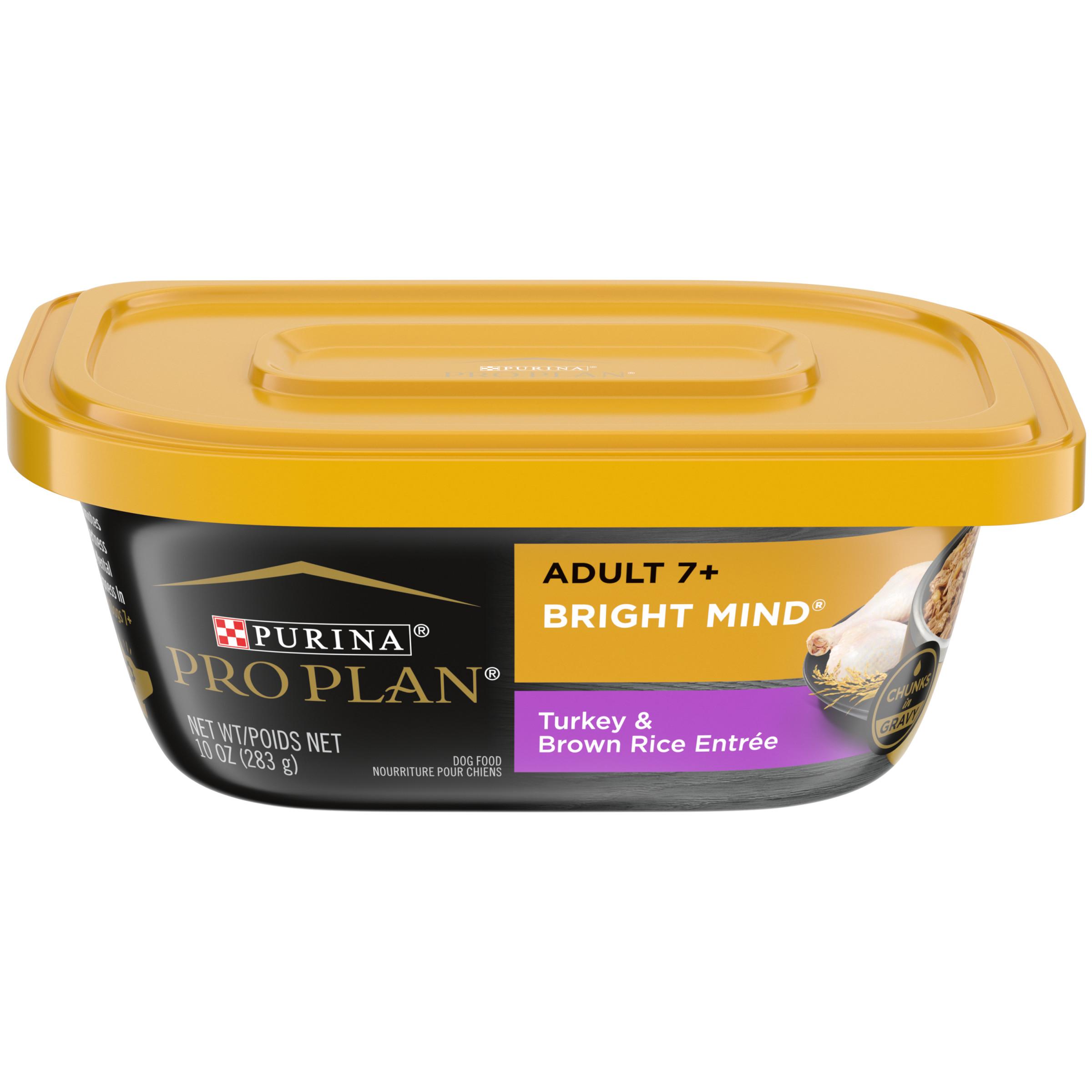 Purina Pro Plan Bright Mind Turkey & Brown Rice Entree Adult 7+ Wet Dog Food Tub, 10-oz