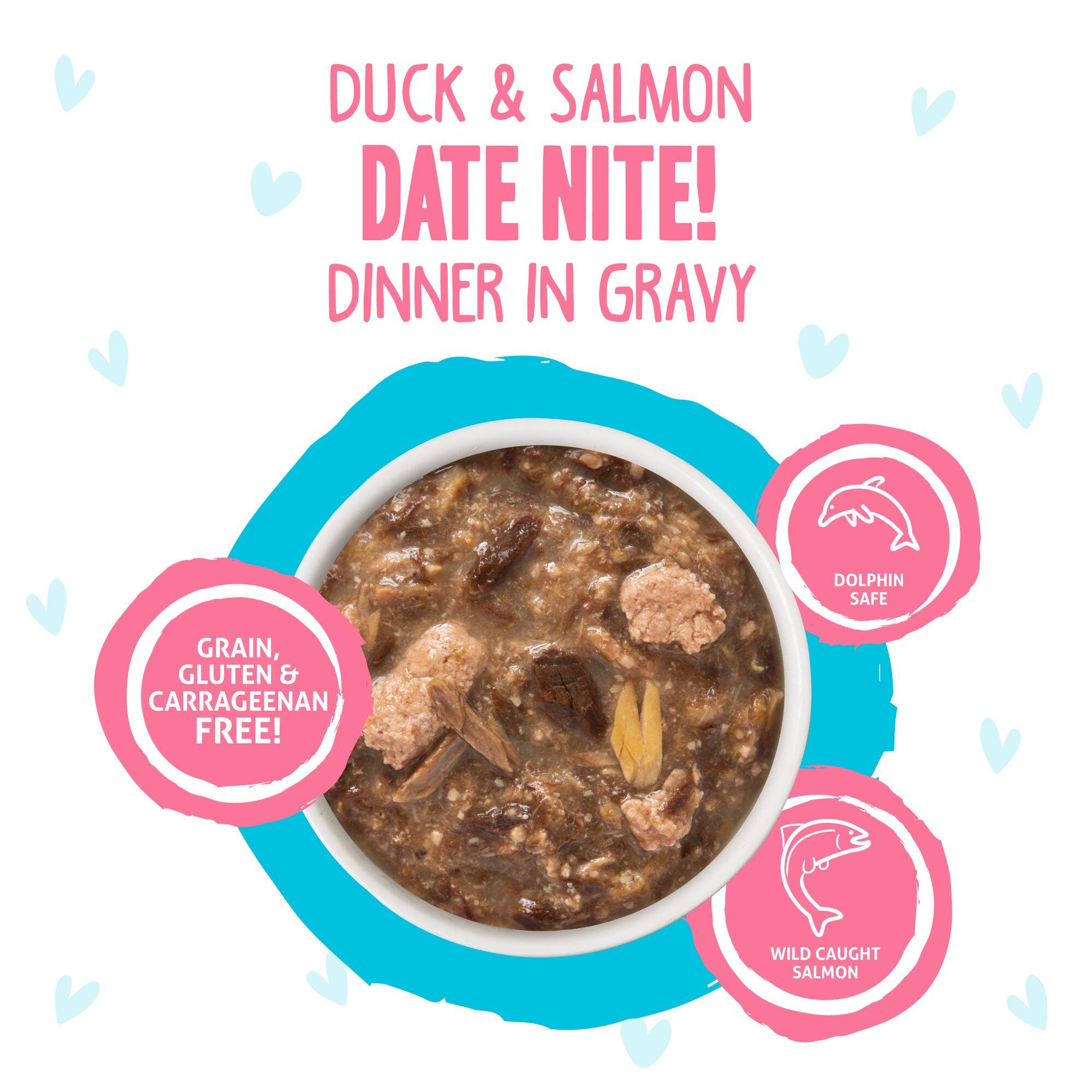 BFF OMG GRAVY Duck & Salmon Date Nite! Dinner in Gravy Wet Cat Food Pouch, 2.8-oz