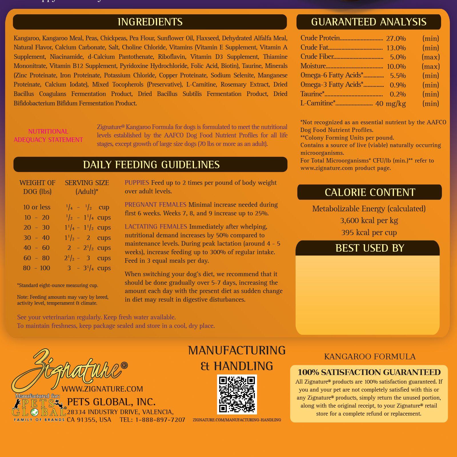 Zignature Kangaroo Limited Ingredient Formula GrainFree Dry Dog Food