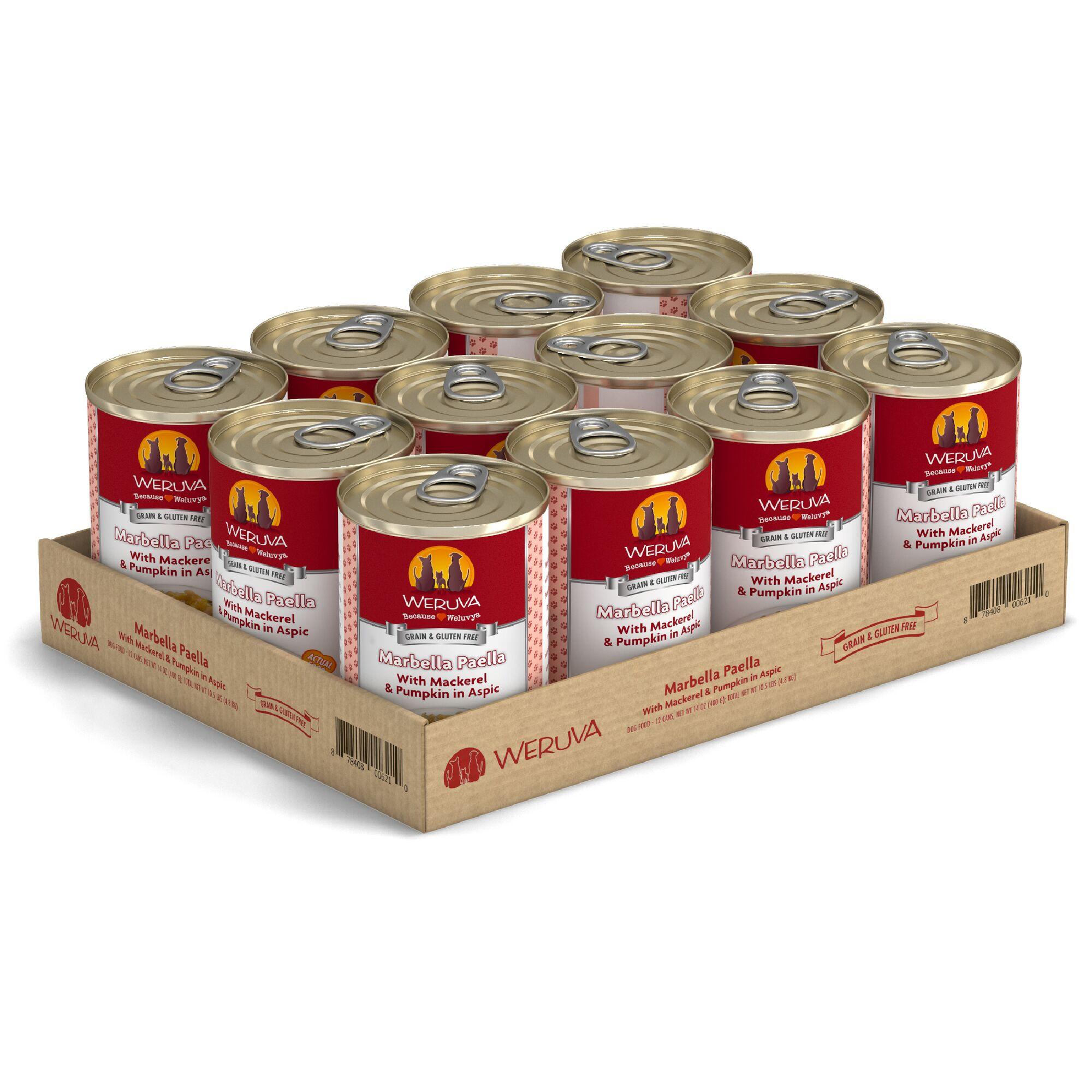 Weruva Classic Dog Marbella Paella with Mackerel & Pumpkin in Aspic Wet Dog Food Can, 14-oz