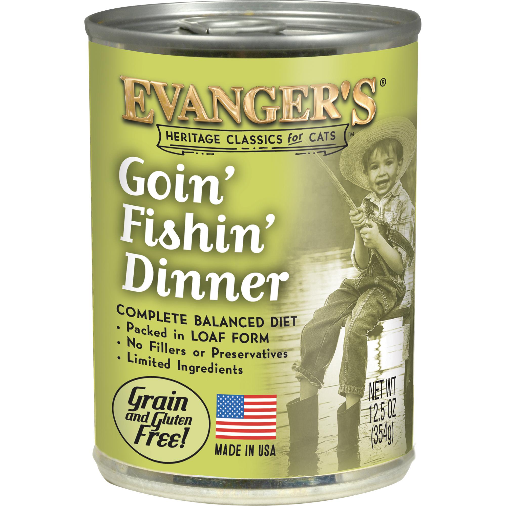Evanger's Heritage Classics Goin' Fishin' Dinner Wet Cat Food Can, 12.5-oz