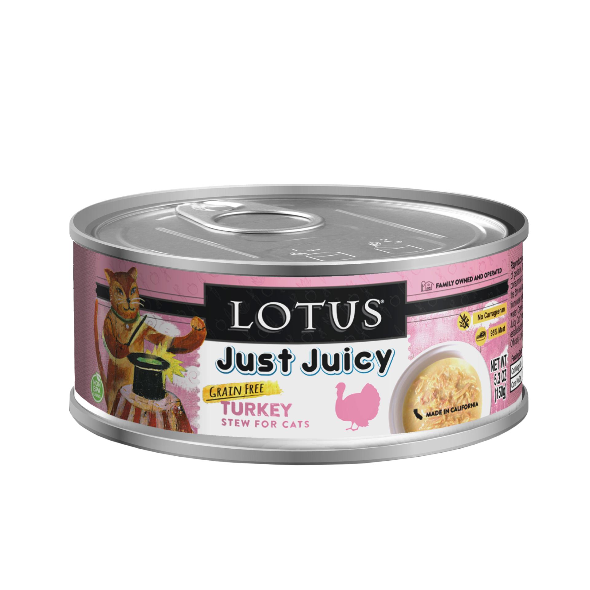 Lotus Just Juicy Turkey Stew Grain-Free Wet Cat Food Can, 2.5-oz