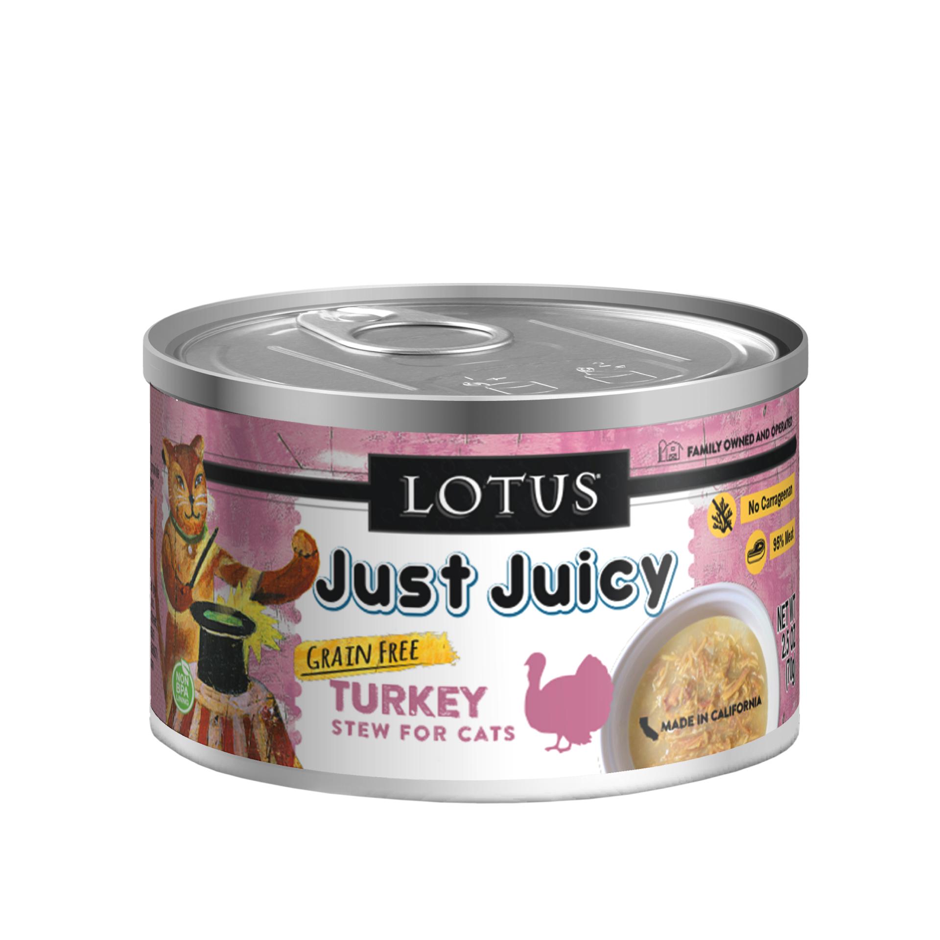 Lotus Just Juicy Turkey Stew Grain-Free Wet Cat Food Can, 2.5-oz