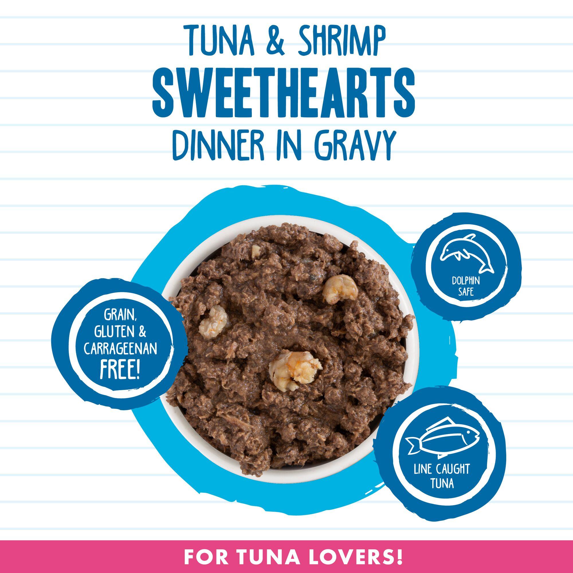 BFF MINCED Tuna & Shrimp Sweethearts Dinner in Gravy Wet Cat Food Can, 3-oz