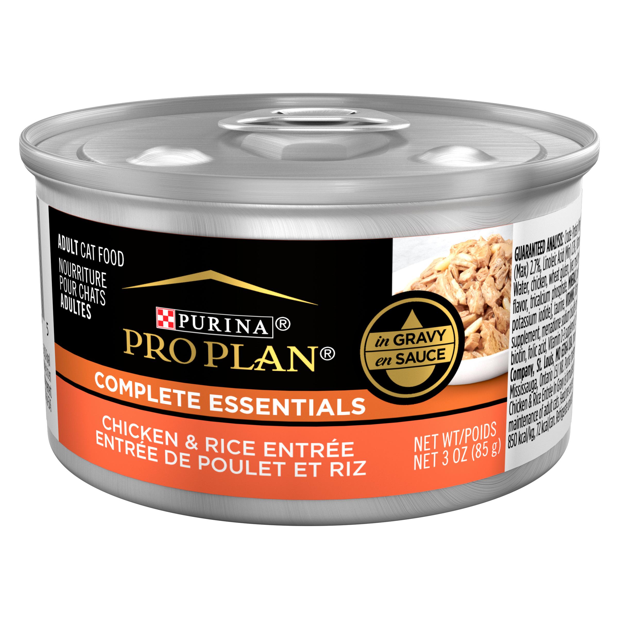 Purina Pro Plan Complete Essentials Chicken & Rice Entree in Gravy Wet Cat Food Can, 3-oz