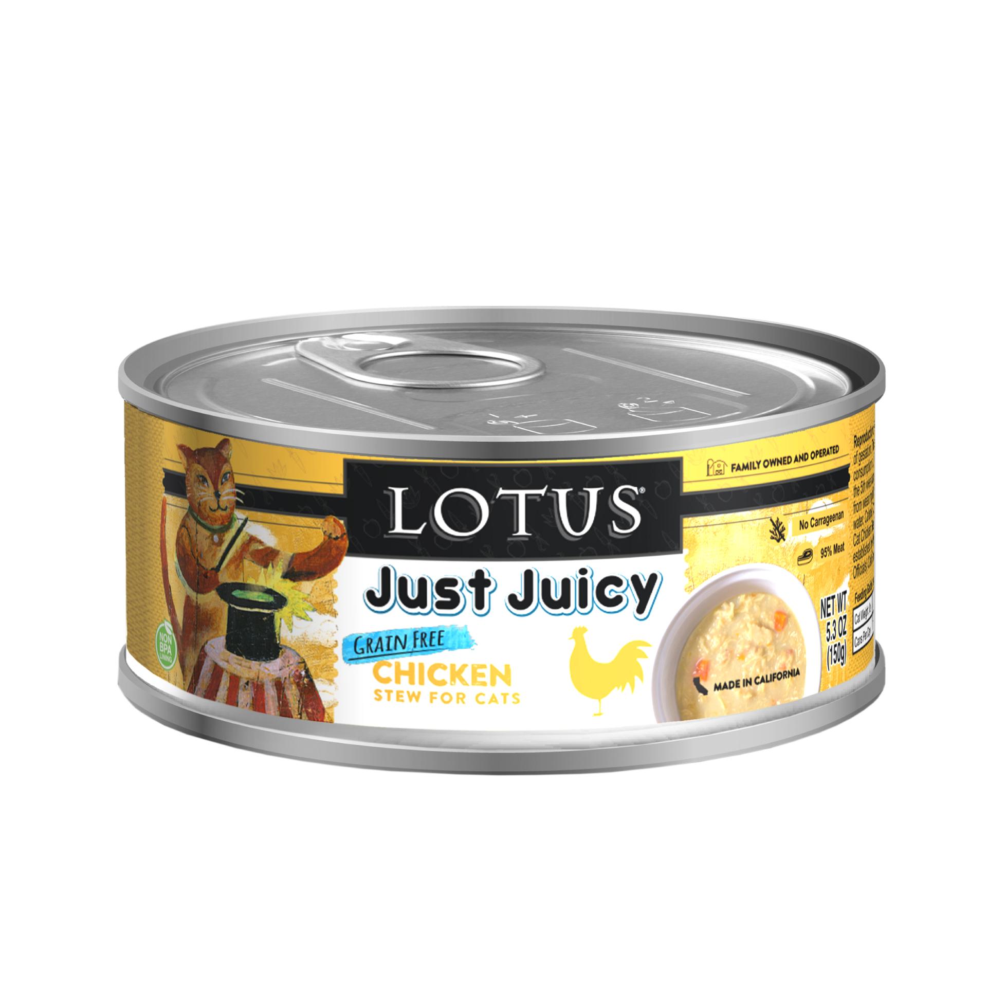 Lotus Just Juicy Chicken Stew Grain-Free Wet Cat Food Can, 5.3-oz