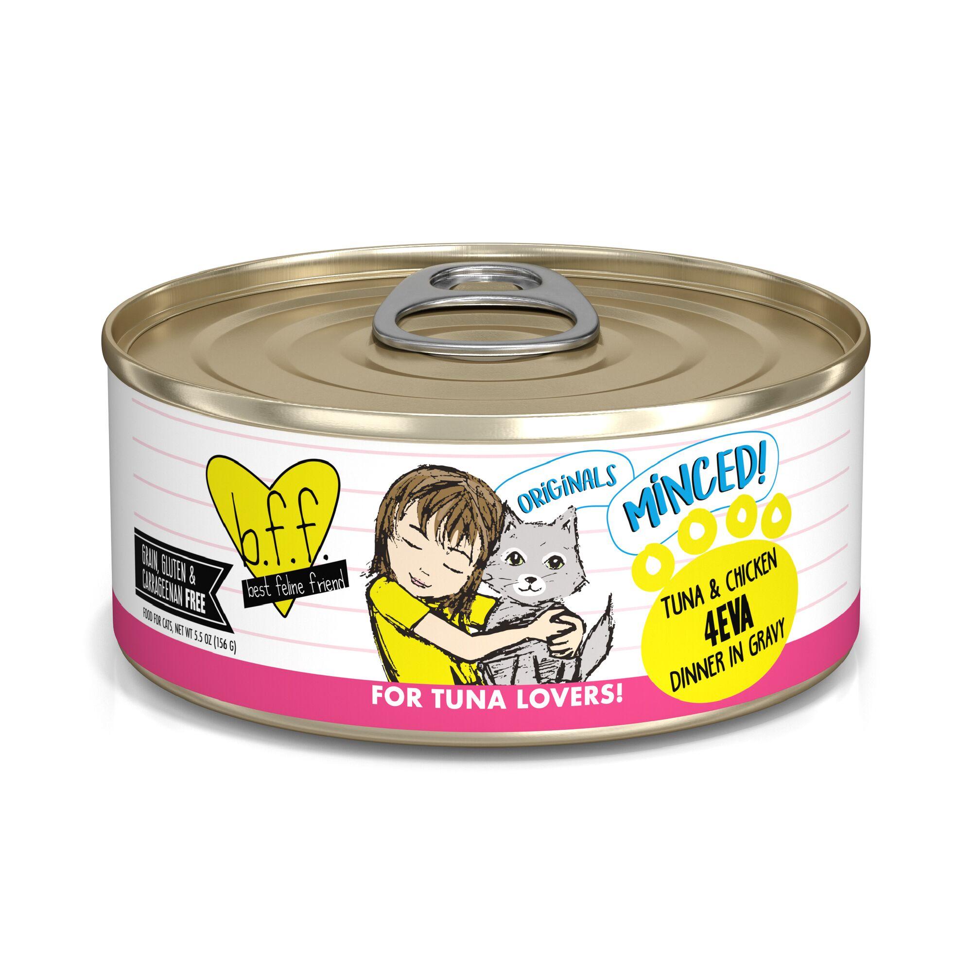BFF MINCED Tuna & Chicken 4Eva Dinner in Gravy Wet Cat Food Can, 5.5-oz