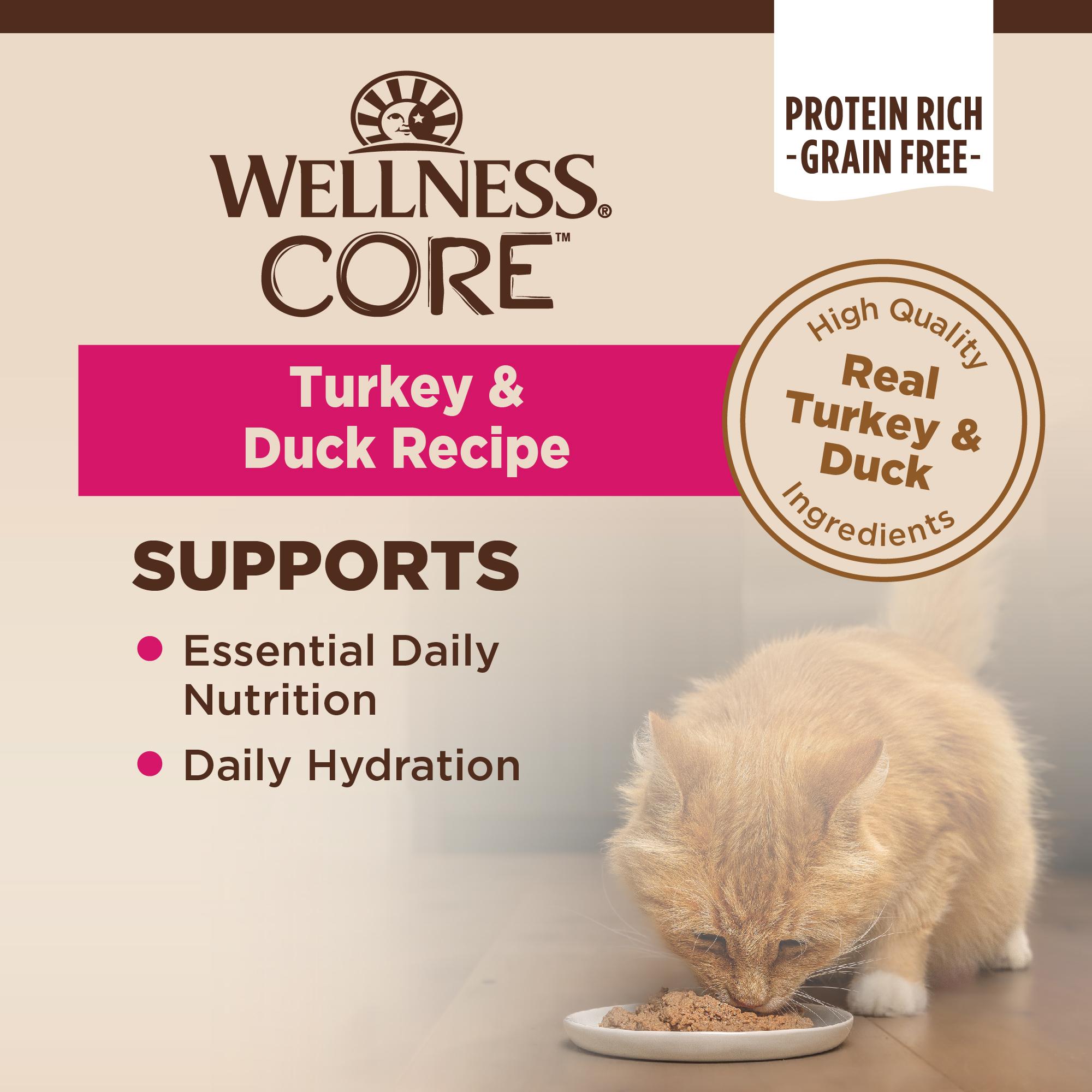 Wellness CORE Pate Turkey & Duck Natural Grain-Free Adult Wet Cat Food Can, 5.5-oz