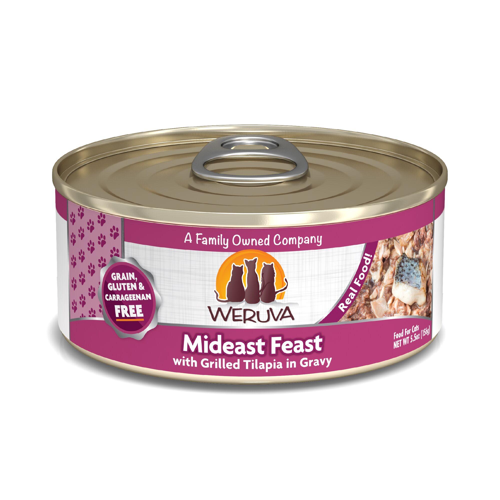 Weruva Classic Cat Mideast Feast with Grilled Tilapia in Gravy Wet Cat Food Can, 5.5-oz