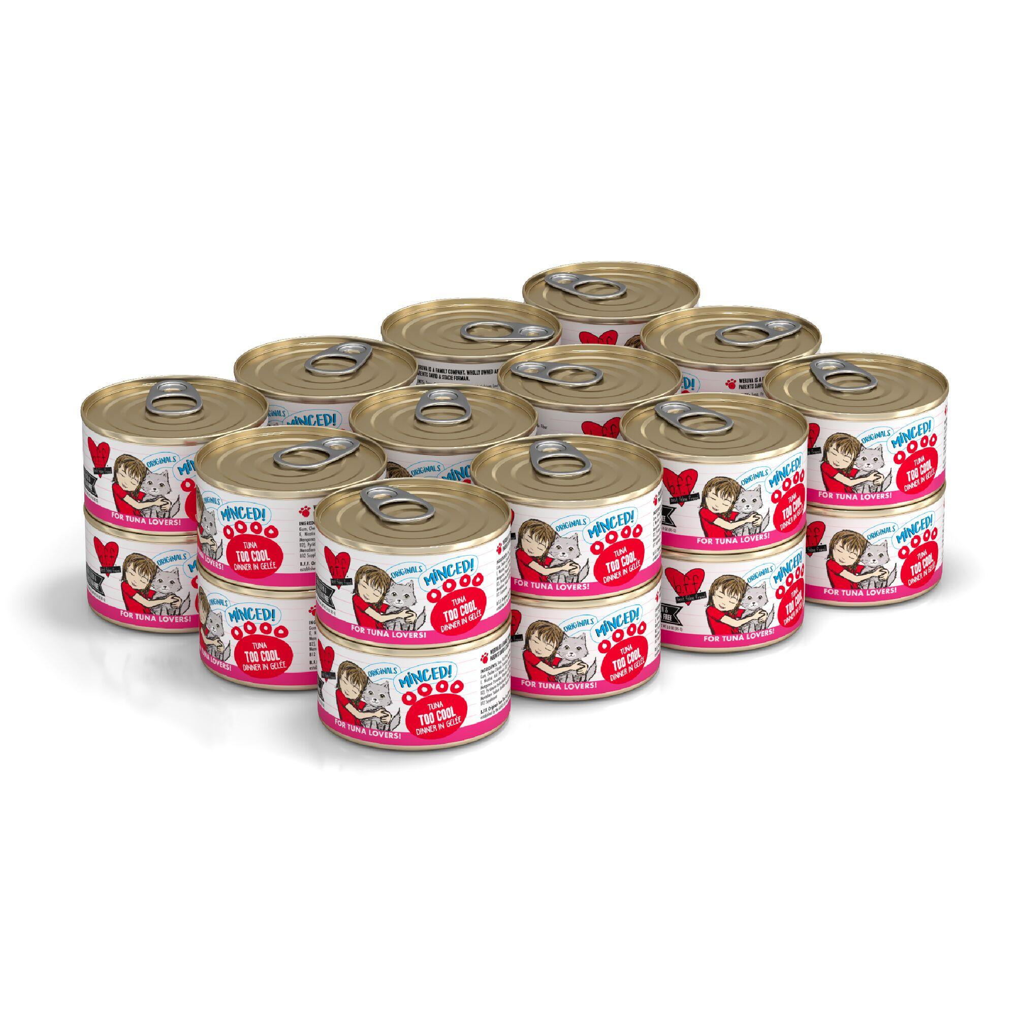 BFF MINCED Tuna Too Cool Dinner in Gelee Wet Cat Food Can, 3-oz