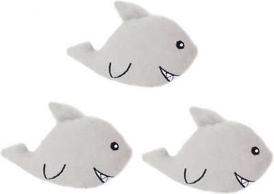 ZippyPaws Burrow Squeaky Hide and Seek Plush Dog Toy, Shark 'n Ship, Refills
