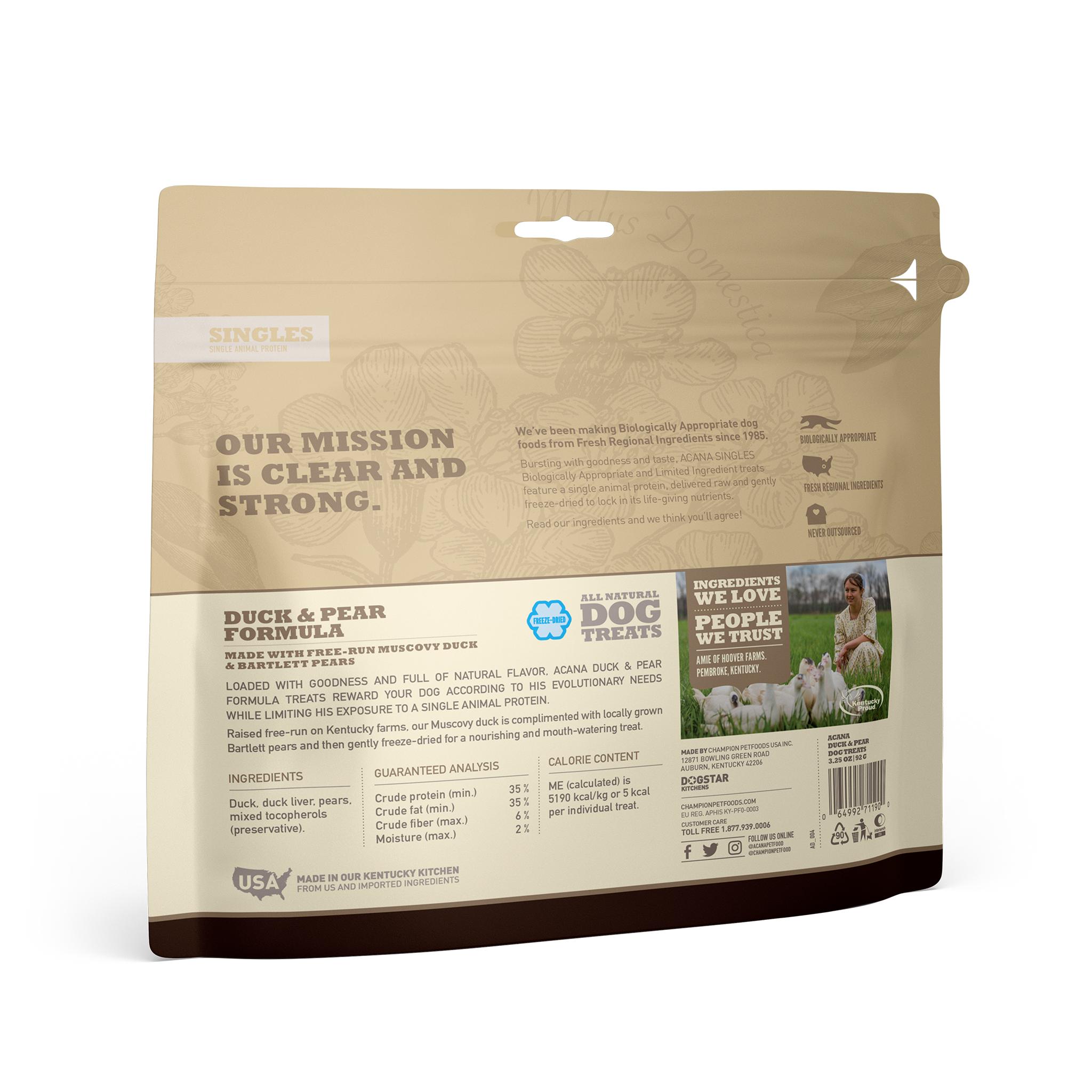 ACANA Singles Duck & Pear Grain-Free Freeze-Dried Dog Treats, 3.25-oz