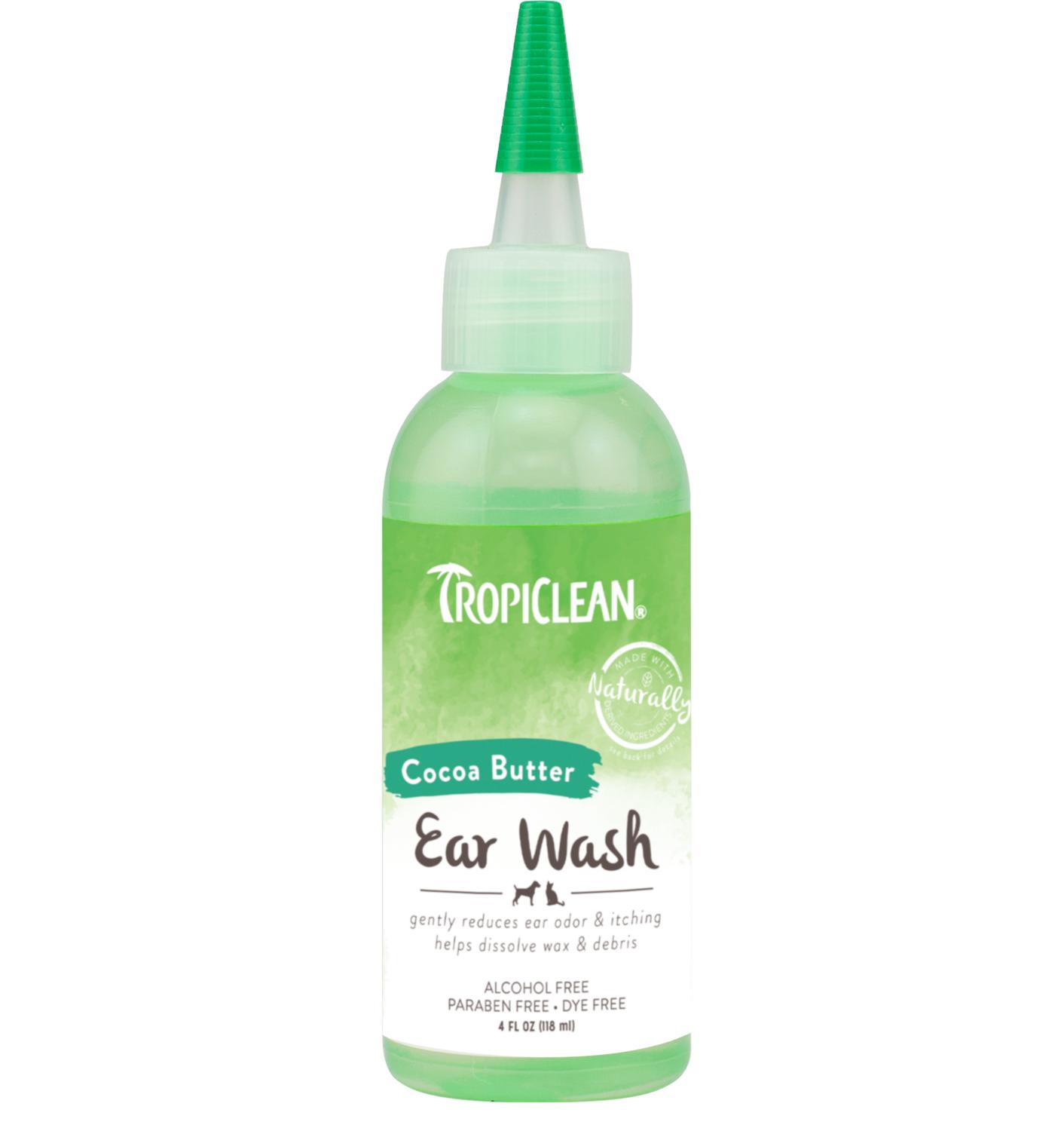 Tropiclean Cocoa Butter Alcohol Free Ear Wash for Pets, 4-oz (Size: 4-oz)