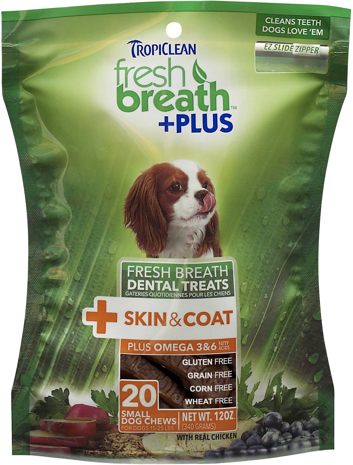 Tropiclean Fresh Breath + Plus Skin & Coat Dental Dog Treats