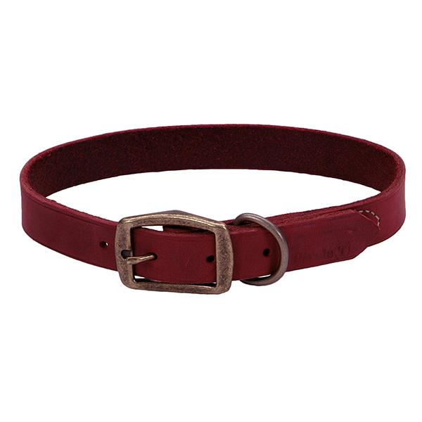 Circle T Rustic Leather Town Dog Collar, Brick Red, 1-in Leather x 20-in Neck Girth