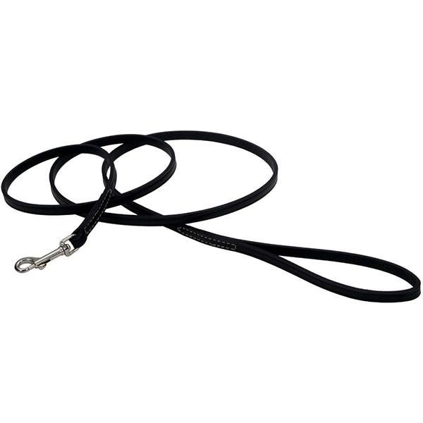 Circle T Oak Tanned Leather Dog Leash, Black, 3/8-in Leather x 4-ft Long