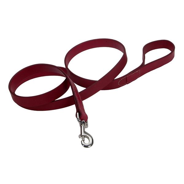 Circle T Oak Tanned Leather Dog Leash, Red, 3/4-in Leather x 4-ft Long