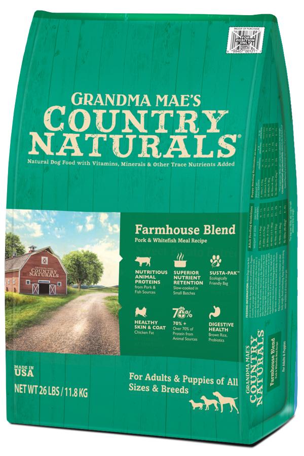 Grandma Mae's Country Naturals Farmhouse Blend Pork & Fish Entree Dry Dog Food, 26-lb (**)