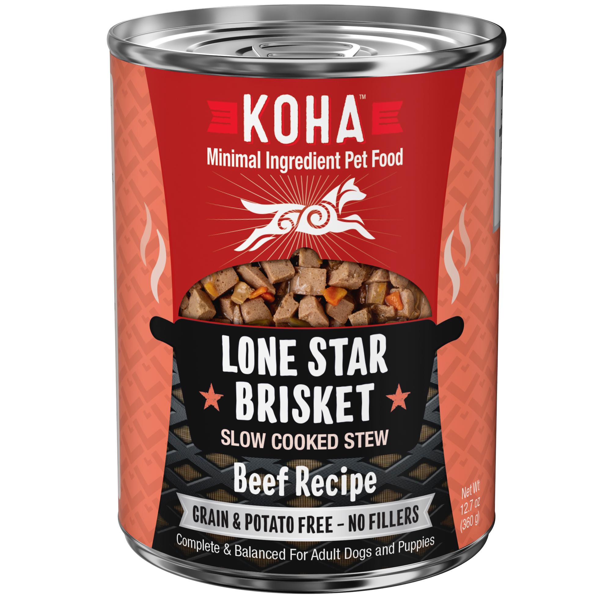 Koha Minimal Ingredient Lone Star Brisket Slow Cooked Stew Beef Wet Dog Food Can 12.7 oz Protein for Pets