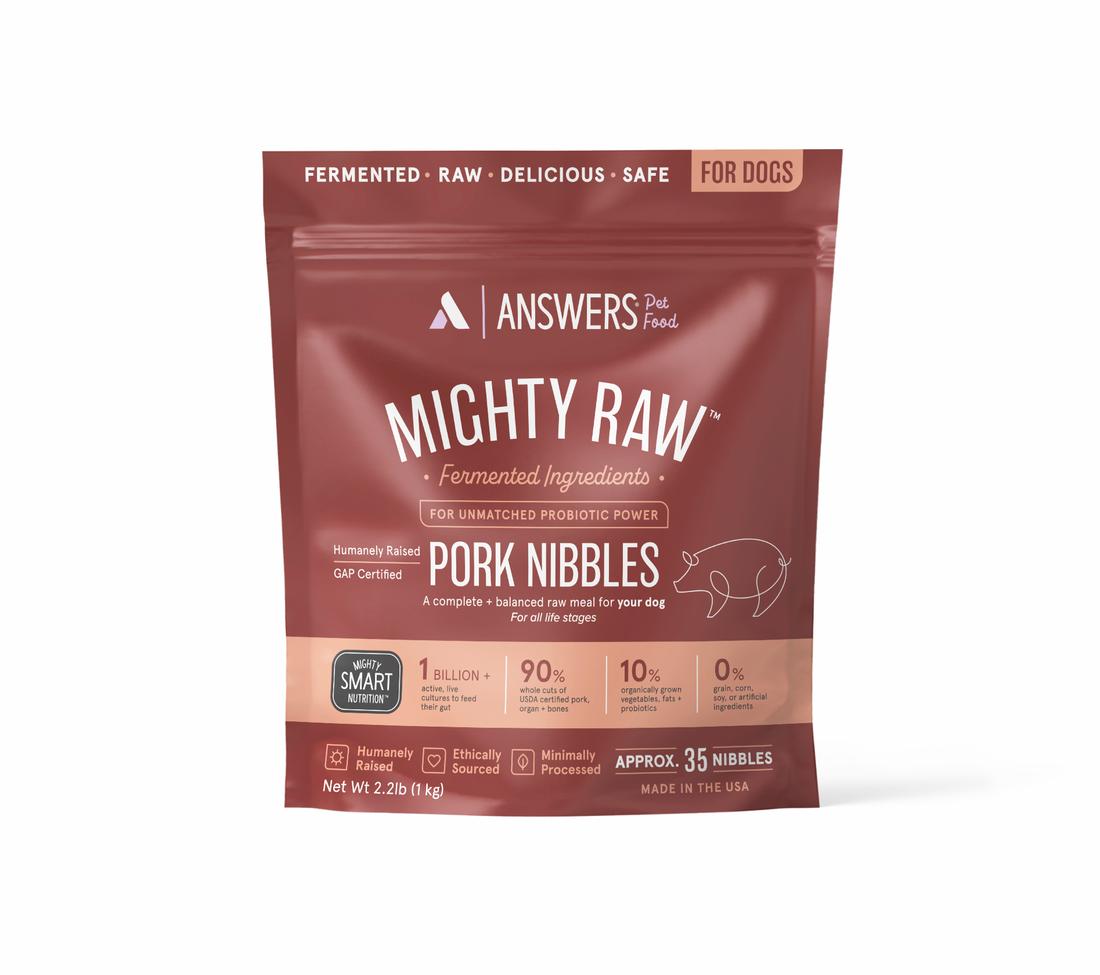 Answers Pet Food Mighty Raw Pork Frozen Dog Food, Nibbles, 2.2-lb