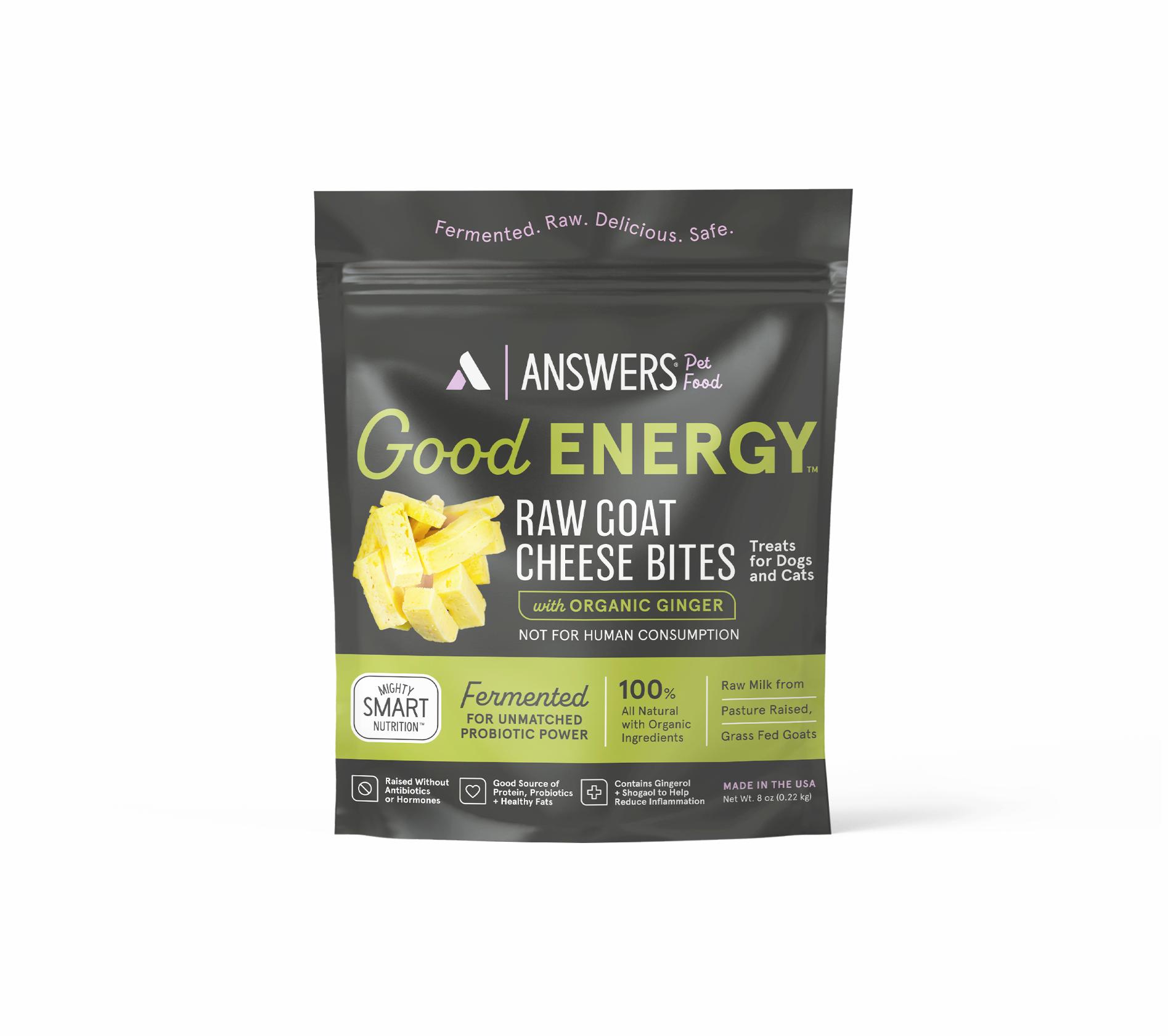 Answers Pet Food Good Energy Raw Goat Cheese Bites with Ginger Dog & Cat Treats, 8-oz (Size: 8-oz)