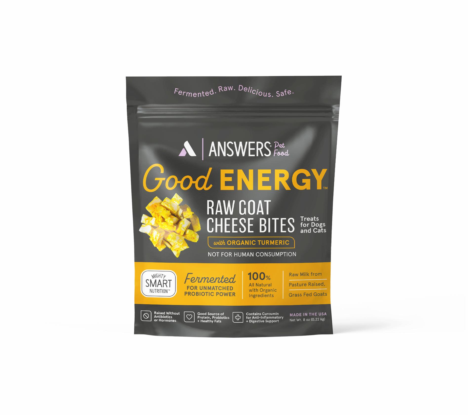 Answers Pet Food Good Energy Raw Goat Cheese Bites with Turmeric Dog & Cat Treats, 8-oz (Size: 8-oz)