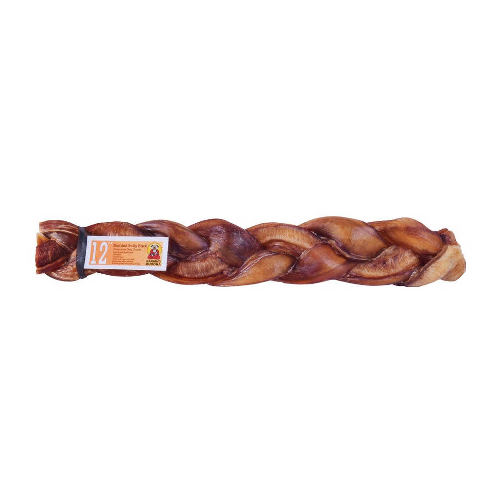 Barking Buddha 12" Braided Bully Stick, 12-in