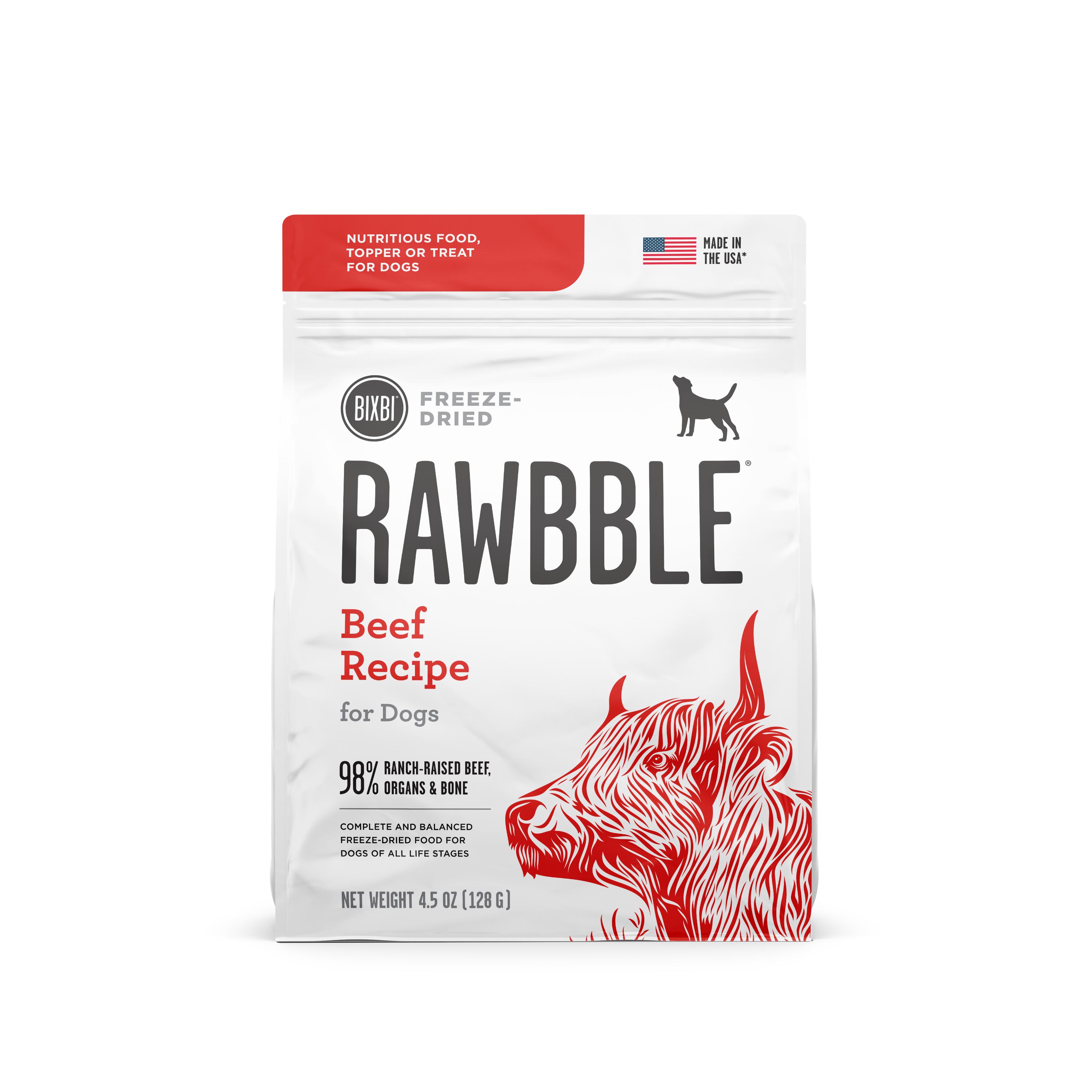 BIXBI Rawbble Beef Recipe Freeze-Dried Dog Food, 4.5-oz