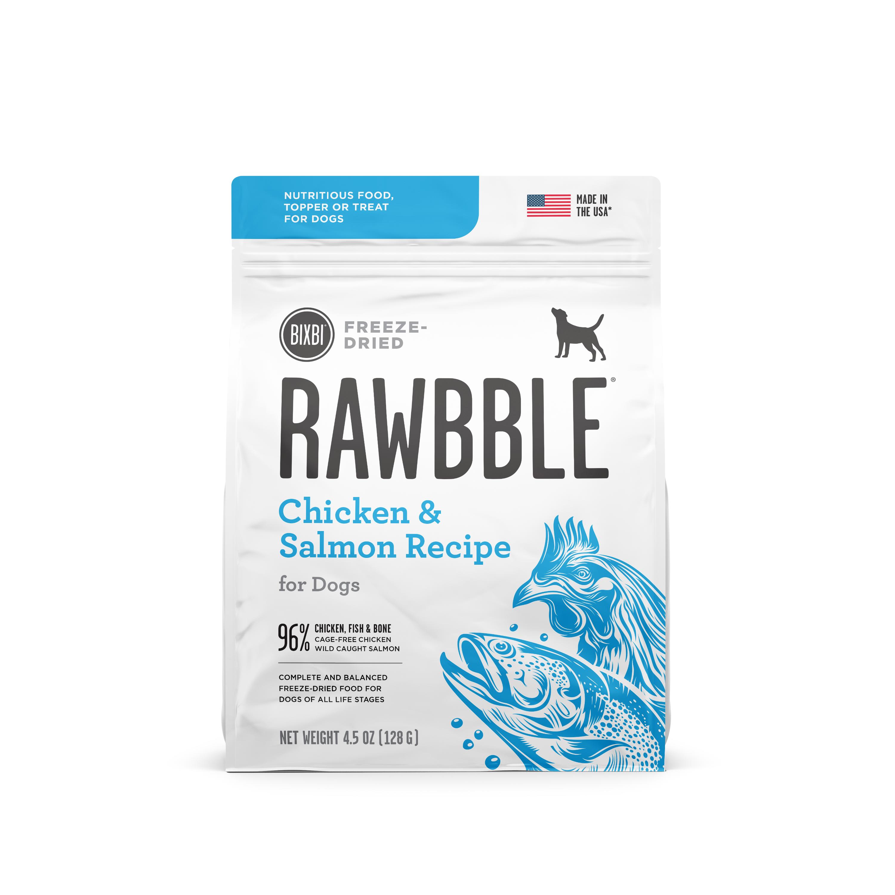 BIXBI Rawbble Chicken & Salmon Recipe Freeze-Dried Dog Food, 4.5-oz