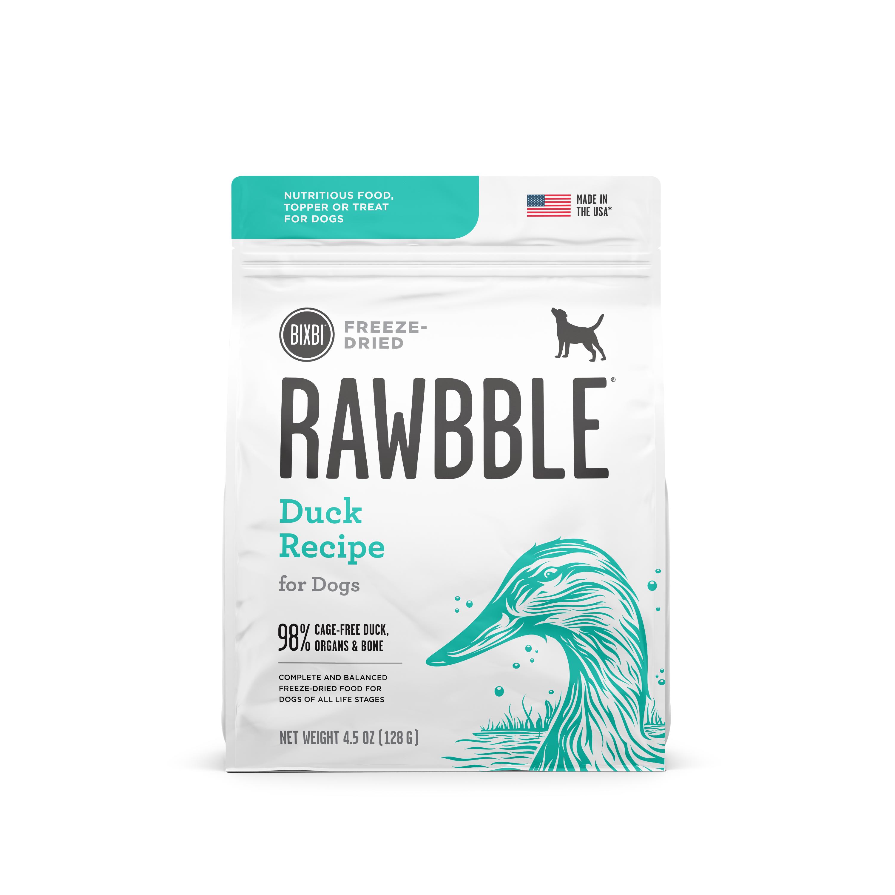 BIXBI Rawbble Duck Recipe Freeze-Dried Dog Food, 4.5-oz