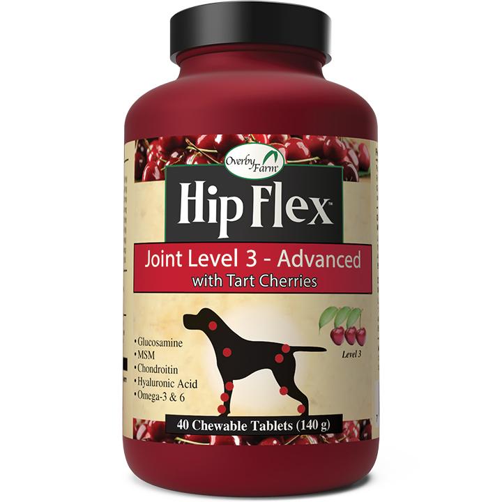 NaturVet Overby Farm Hip Flex Joint Level 3 Advanced with Tart Cherries Chewable Tabs Dog Supplement, 40-count (Size: 40-count)