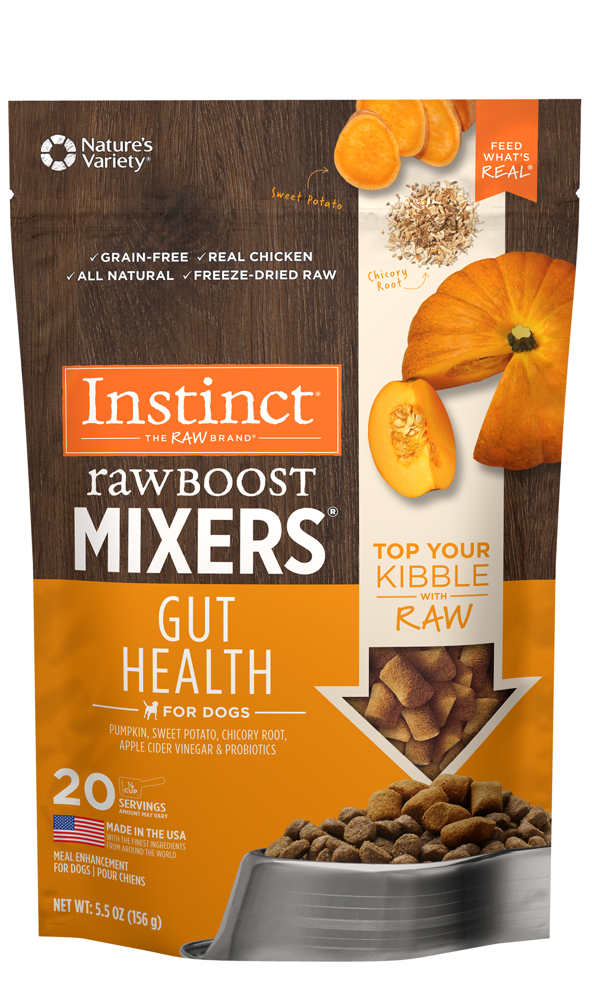 Instinct Raw Boost Mixers Gut Health Freeze Dried Dog Food Topper 5.5 oz Dexter s Your Local Pet Shop