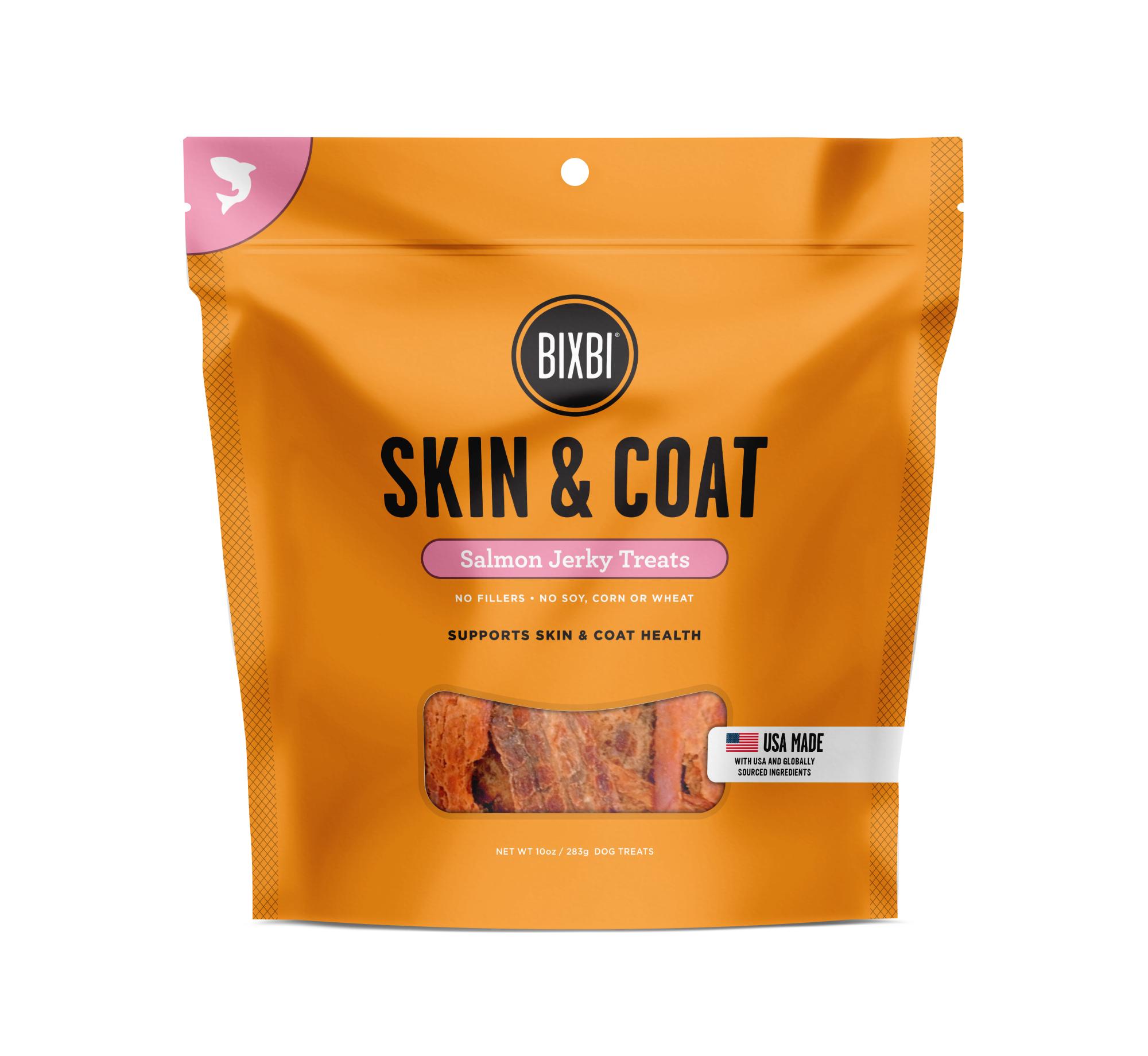 BIXBI Skin & Coat Salmon Jerky Dog Treats, 10-oz