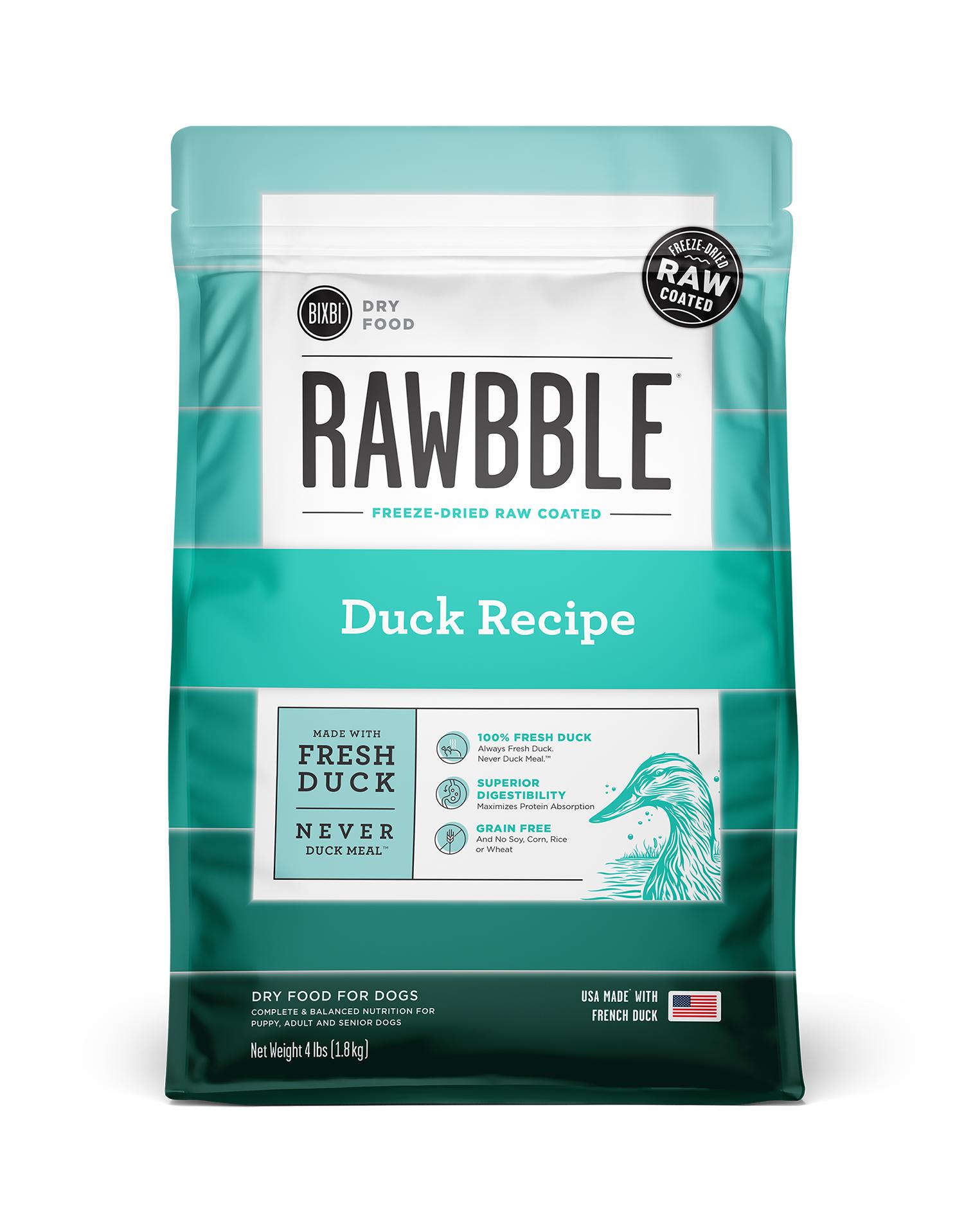 BIXBI Rawbble Duck Recipe Dry Dog Food, 4-lb