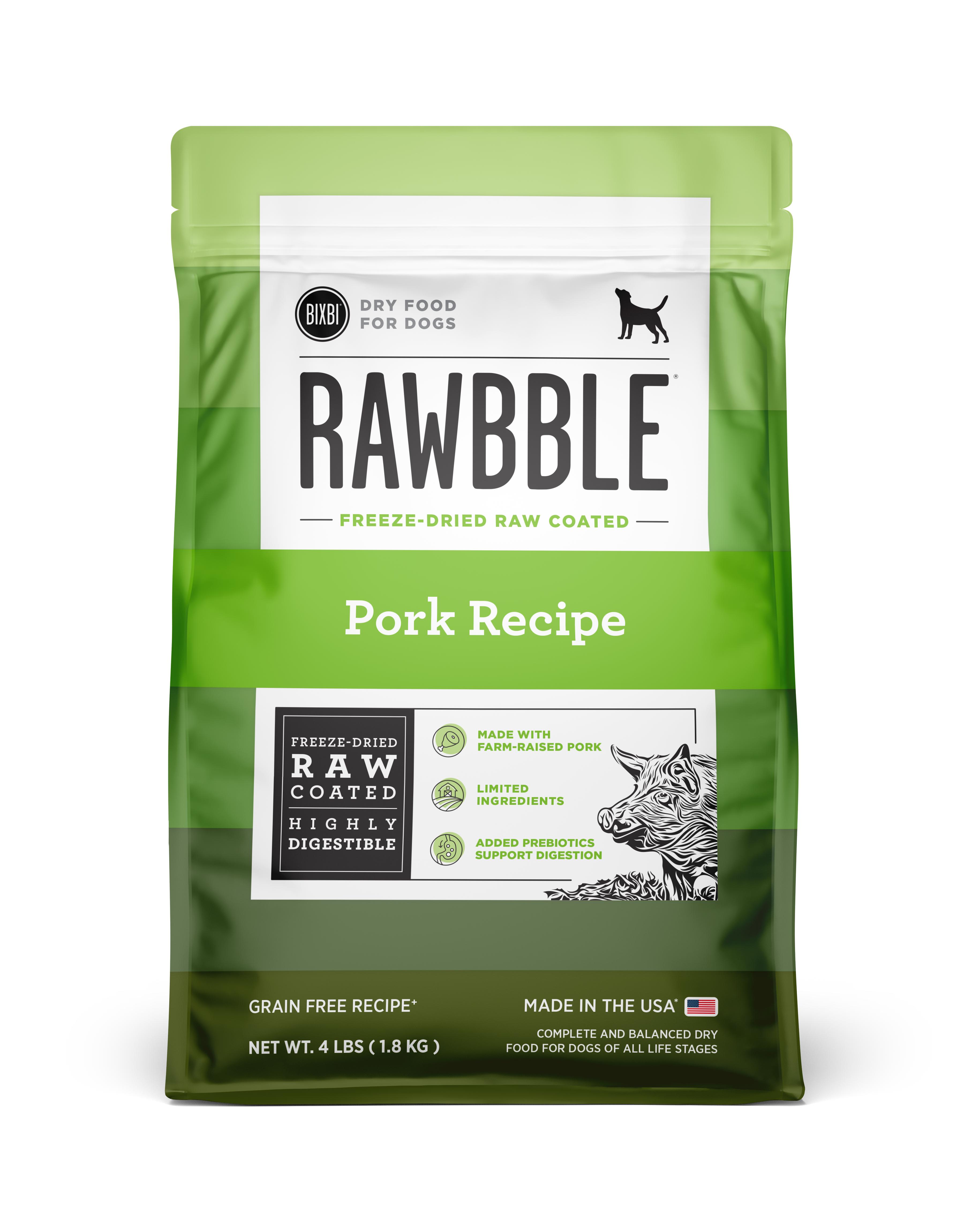 BIXBI Rawbble Pork Recipe Dry Dog Food, 4-lb