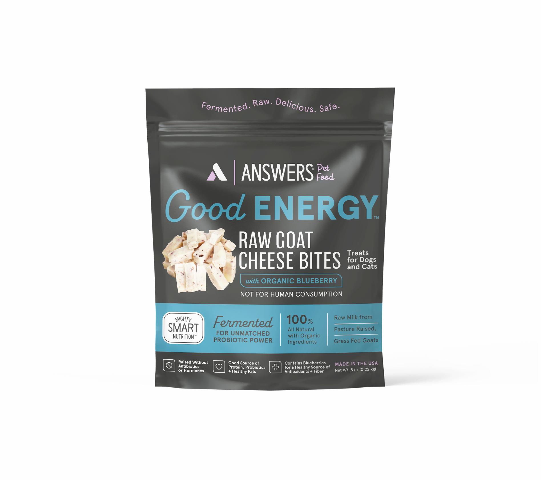 Answers Pet Food Good Energy Raw Goat Cheese Bites with Blueberry Dog & Cat Treats, 8-oz (Size: 8-oz)