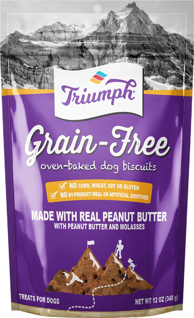 Triumph Grain-Free Oven-Baked Peanut Butter & Molasses Biscuit Dog Treats, 12-oz