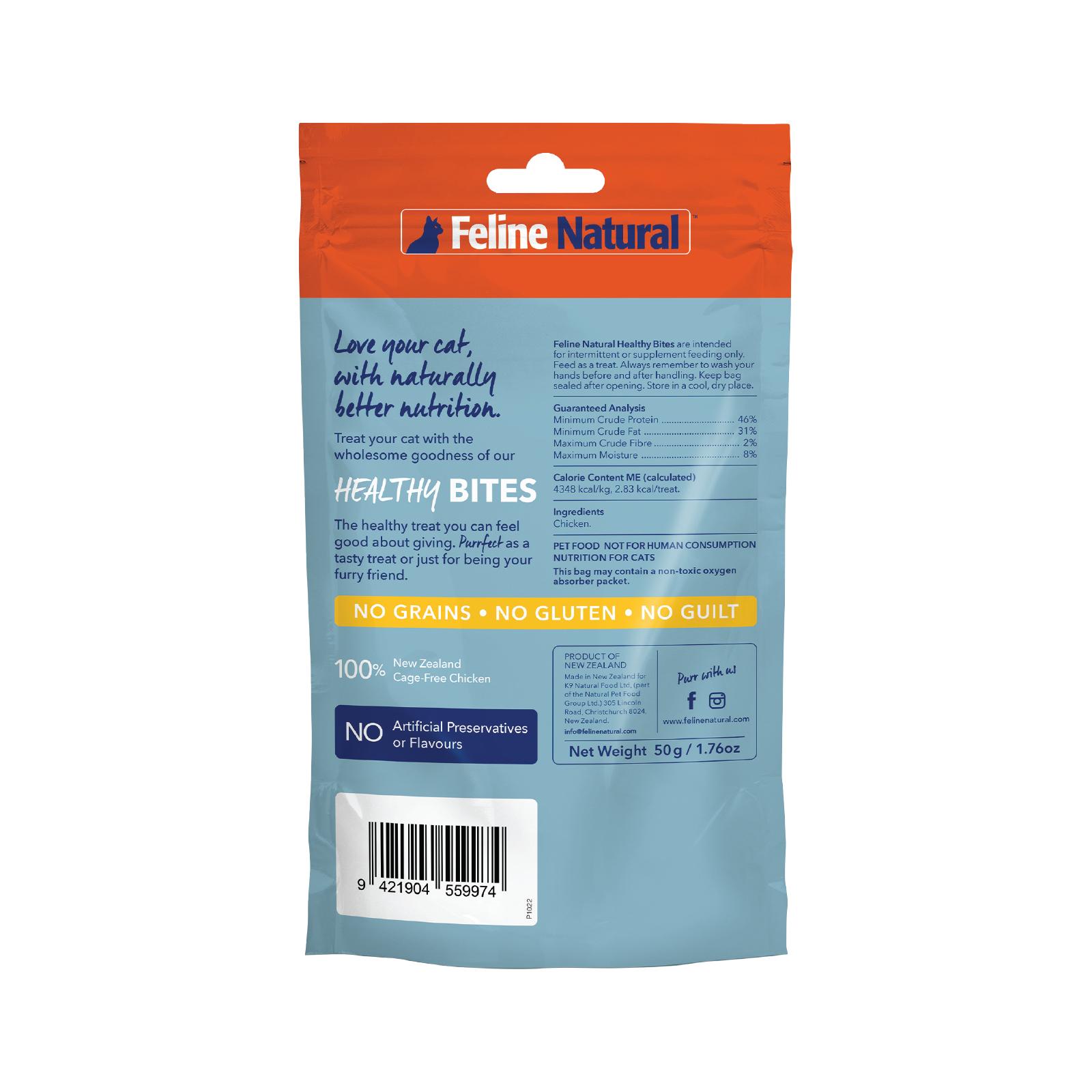 Feline Natural Chicken Healthy Bites Freeze-Dried Cat Treats, 1.76-oz|50-gram