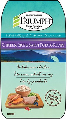Triumph Chicken, Rice & Sweet Potato Recipe Dry Cat Food, 3-lb