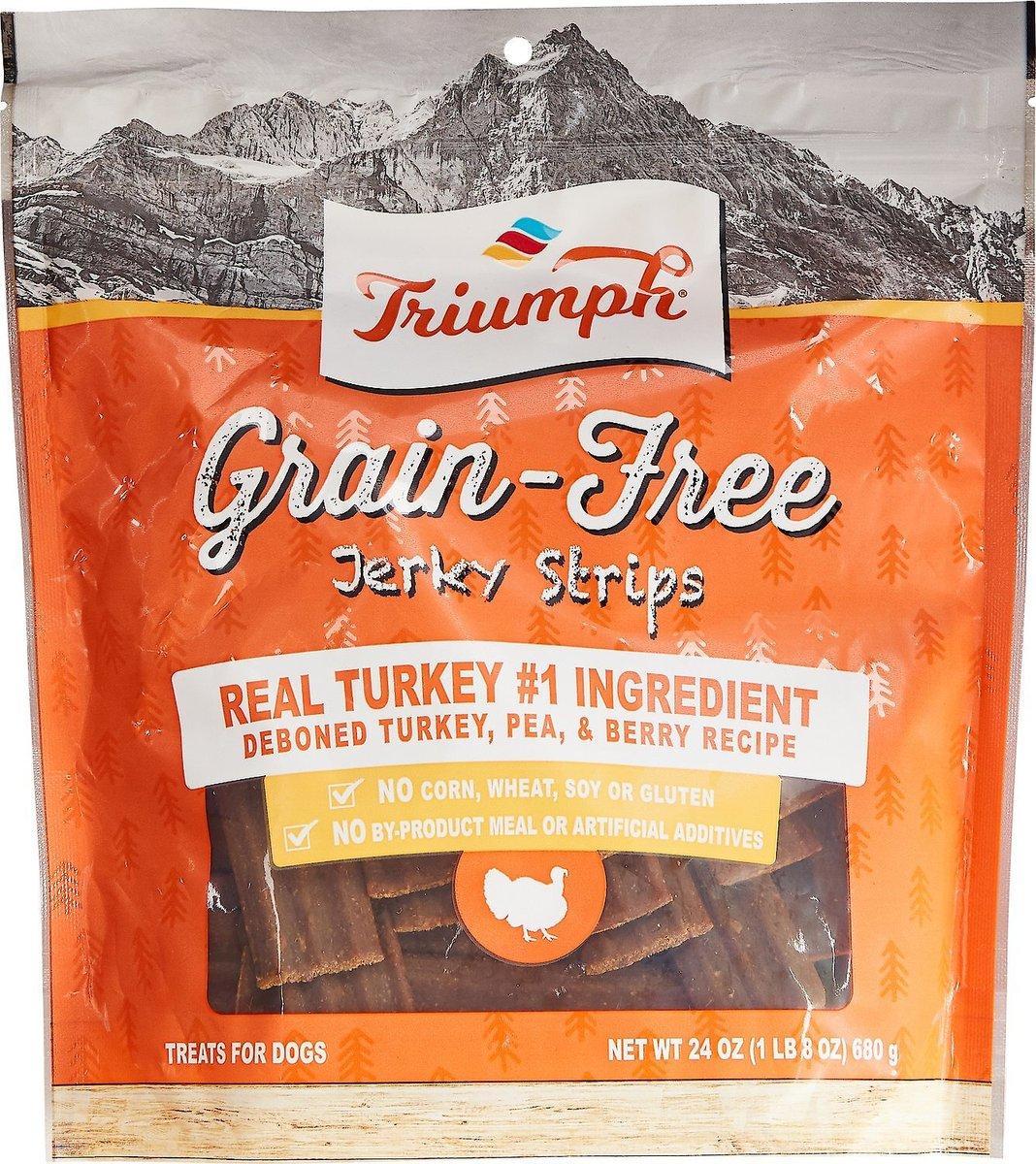 Triumph Turkey, Pea & Berry Jerky Strips Grain-Free Dog Treats, 24-oz (Size: 24-oz)