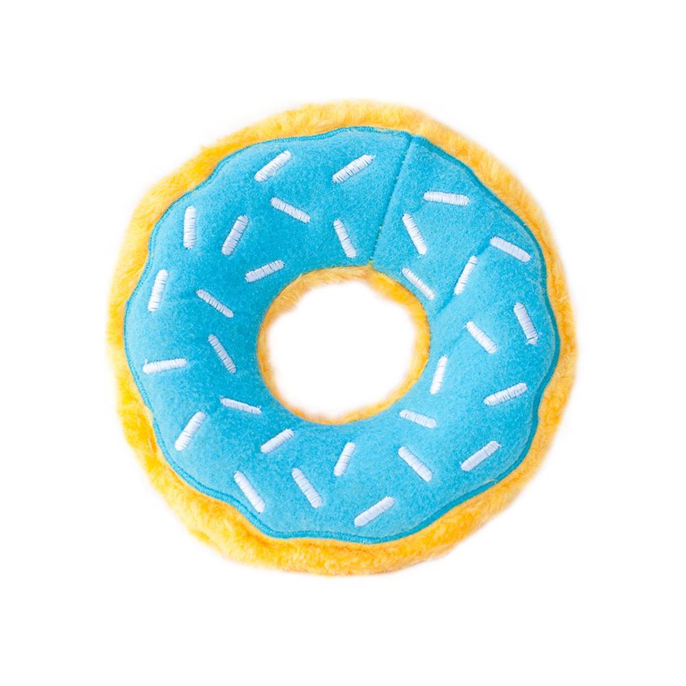 ZippyPaws Donutz Blueberry Dog Toy, Blue/Yellow