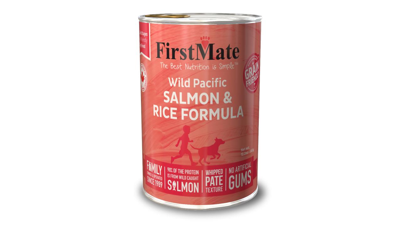 FirstMate Grain Friendly Wild Salmon & Rice Wet Dog Food Can, 12.2-oz