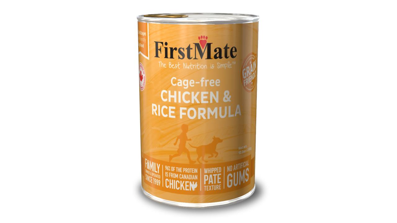 FirstMate Grain Friendly Cage-Free Chicken & Rice Wet Dog Food Can