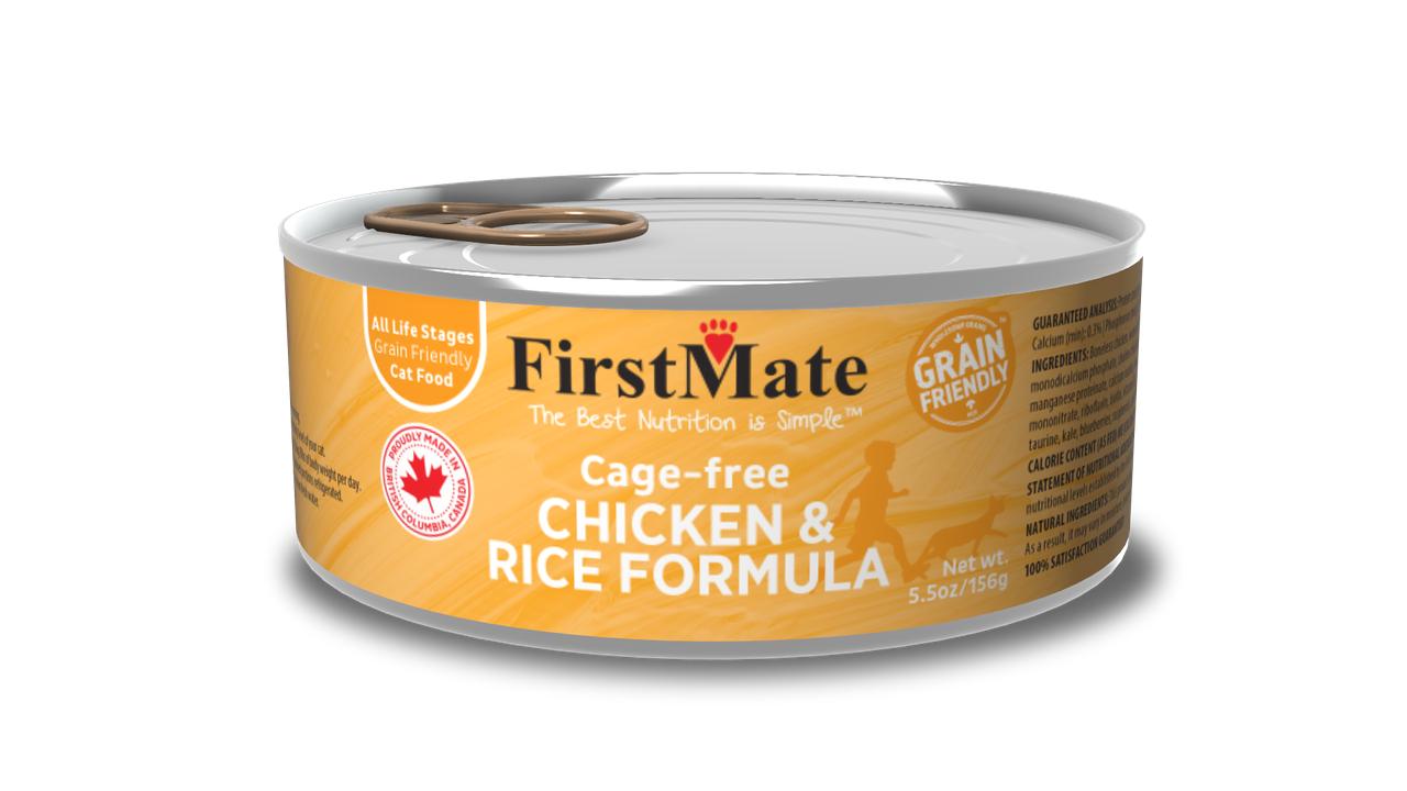 FirstMate Grain Friendly Cage-Free Chicken & Rice Wet Cat Food Can, 5.5-oz