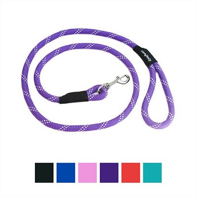 ZippyPaws Climbers Mountain Original Climbing Rope Dog Leash, Purple, 6-ft