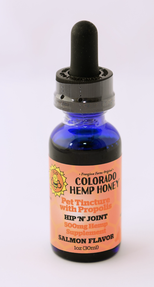 Colorado Honey Hip 'n' Joint Pet Tincture 500mg FS Hepm Extract, Salmon Flavor, 1-oz (500-mg)