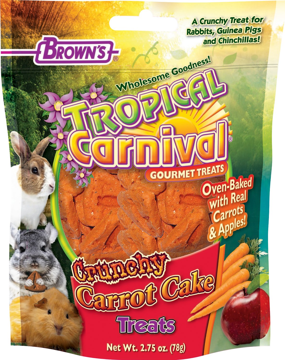 Brown's Tropical Carnival Crunchy Carrot Cake Small Animal Treats, 2.75-oz