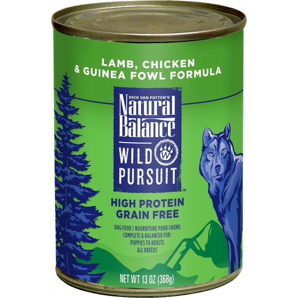 Natural Balance Wild Pursuit Lamb, Chicken & Guinea Fowl Wet Dog Food (**)
